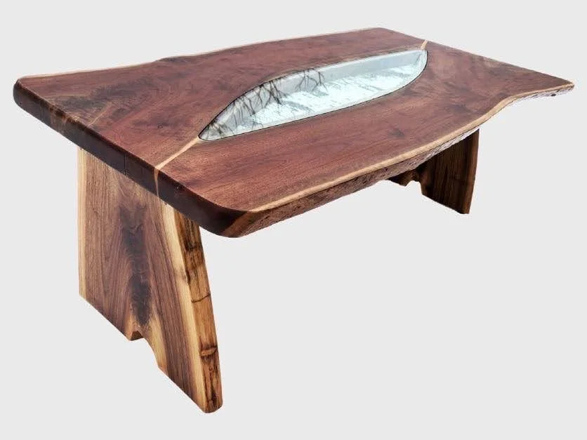 Black Walnut Table with Birch Bark Inlay 07 — The Nature of Things